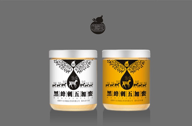 黑蜂黄栢原蜜蜂蜜包装设计|蜂蜜产品包装设计|高档蜂蜜包装效果图