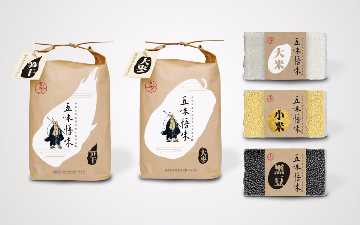 五味悟味五谷杂粮包装设计与视觉元素提炼|大枣|大米|笋干|小米|黑豆|产品包装设计