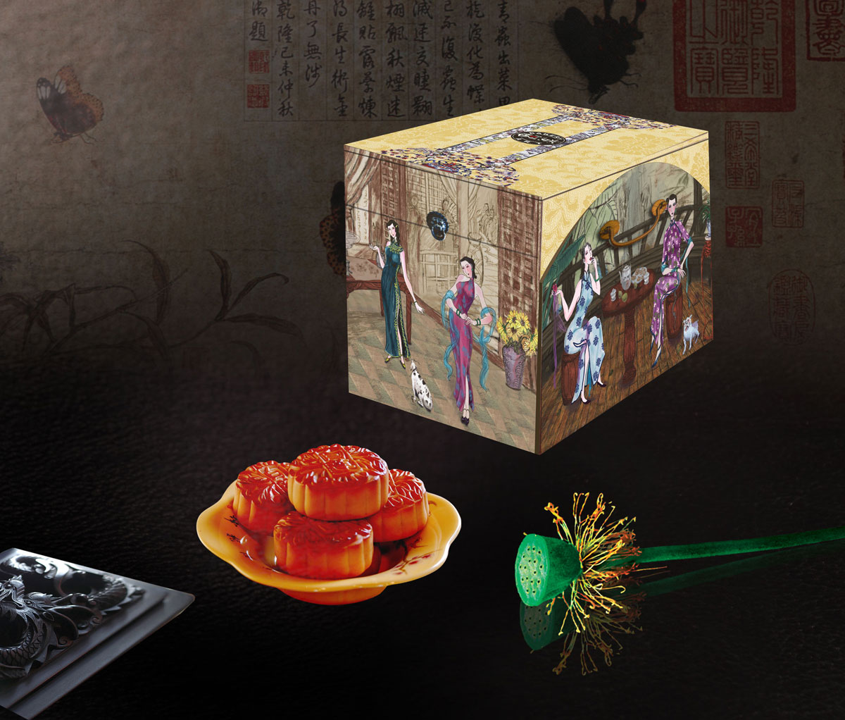 成都月饼包装设计公司|四川中秋月饼礼盒包装设计效果图欣赏|高端包装月饼盒手提袋平面设计